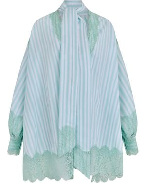LES FILLES D'EVA Oversized Shirt With Lace Details - Blue