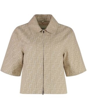 Fendi Cotton-Linen Blend Jacket - Natural