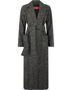 Max Mara Cappotto Lungo con cintura in misto lana - Nero