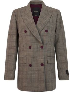 Pinko Jacket Double-Breasted Jacquard-Bordeaux- Polyester - Brown