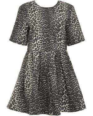 Ganni Leopard Mini Dress - Black