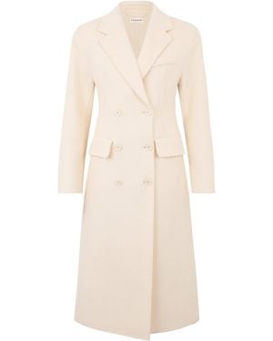 P.A.R.O.S.H. Elegant Cream Coat With Belt And Pocket - Natural