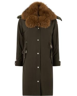 Moncler Long Parka With Buttons - Green
