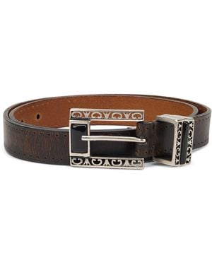 Golden Goose Leather Belt With Decorated Buckle - Brown