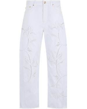 Alberta Ferretti Cotton Perforated Jeans - White