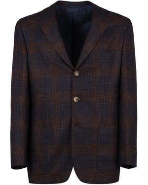 Kiton Single-Breasted Checked Blazer - Black