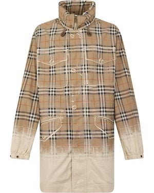 Burberry Checkered Windbreaker - Natural
