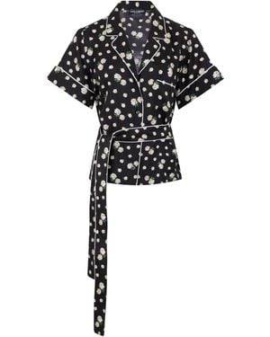 Dolce & Gabbana Silk Blouse With Floral Print - Black