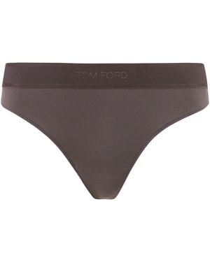 Tom Ford Slip With Logoed Elastic Band - Brown
