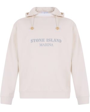 Stone Island Hoodie With Print And Logo - Pink