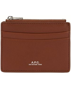 A.P.C. Leather Card Holder Andre - Brown