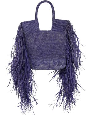 MADE FOR A WOMAN Kifafa Raffia Tote Bag - Blue