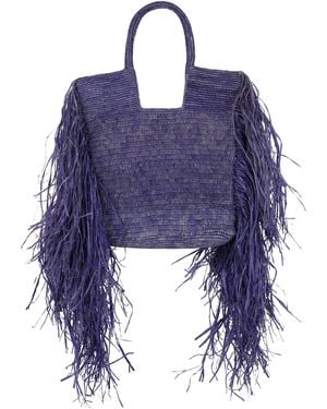MADE FOR A WOMAN Tote bag Kifafa in rafia - Blu