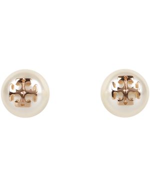 Tory Burch Pearl Earrings With Logo - White