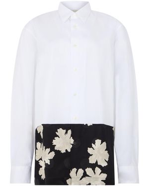 Dries Van Noten Cotton Poplin Shirt With Floral Print - White