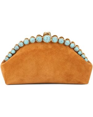 Cult Gaia Leather Clutch Handbag - Orange