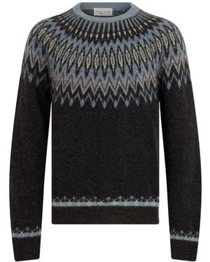 Roberto Collina Crew Neck Sweater With Jacquard Pattern - Black
