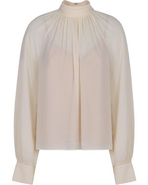 Vince Crepe Blouse With Draping - Natural