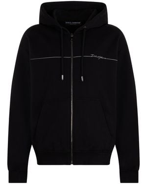 Dolce & Gabbana Hooded Sweatshirt With Zipper - Blue
