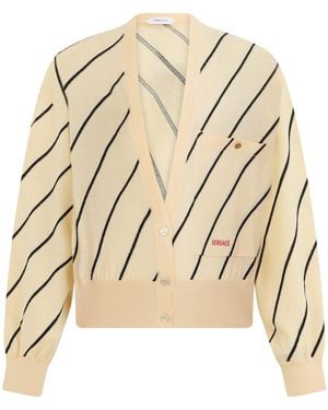 Versace Pullover con strisce diagonali - Neutro