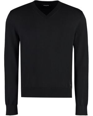 DSquared² Cotton V-Neck Sweater - Black