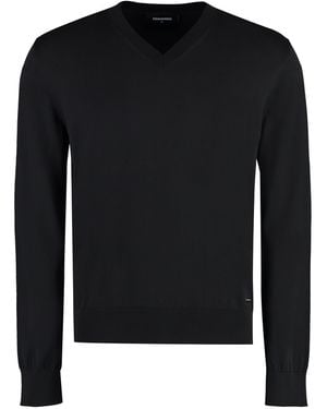 DSquared² Cotton V-Neck Sweater - Black
