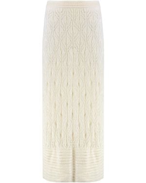 LeKasha Openwork-Knit Skirt - White