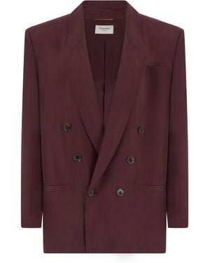 Saint Laurent Blazer doppiopetto in seta - Viola