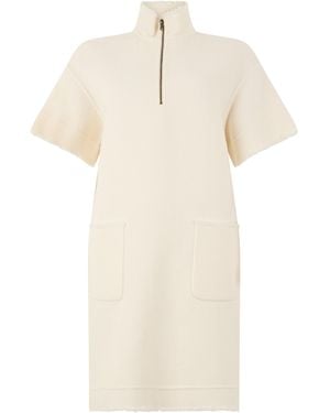 Max Mara Dress With Zip Collar - Natural