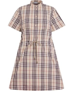 Burberry Tartan Chemisier Dress With Drawstring - Multicolor