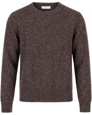 Slowear Maglione girocollo in lana ed angora - Marrone