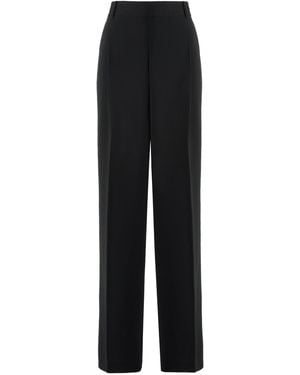 MICHAEL Michael Kors Crêpe Trousers Polyester Wide-Leg - Black