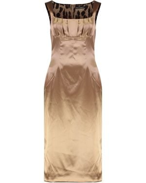 Dolce & Gabbana "Stretch Satin Long Dress" - Natural