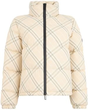 Burberry High Collar Jacket With Zip - Natural