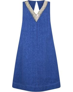 120% Lino Mini Dress - Blue