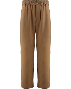 Ami Paris Elasticated Wool Twill Trousers - Brown