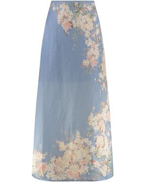 Zimmermann Cascadian Linen Skirt - Blue