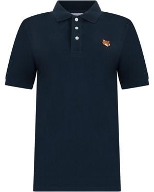 Maison Kitsuné Cotton Polo With Short Sleeves - Blue