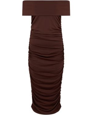 Des Phemmes Off Shoulder Ruffled Dress - Purple