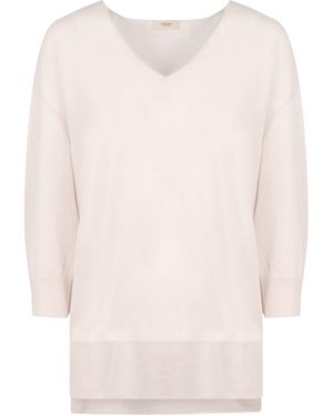 Agnona Cashmere-Linen Blend Pullover - Natural