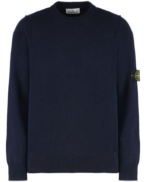 Stone Island Wool-Blend Crew-Neck Jumper - Blue
