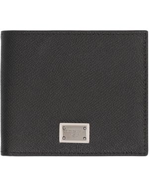 Dolce & Gabbana Wallet Flap-Over Calfskin Calf Leather & Cardholders - Black