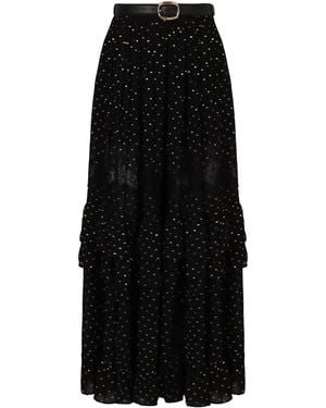 Self-Portrait Maxi Chiffon Skirt - Black