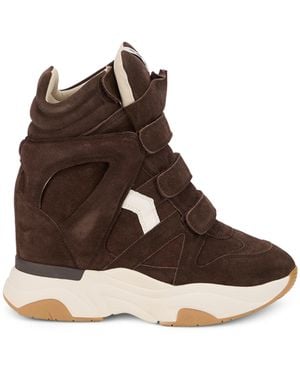 Isabel Marant Wedge High-Top Suede Lace-Up Sneaker - Brown