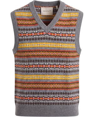 GANT Gilet in misto lana con scollo a V - Grigio