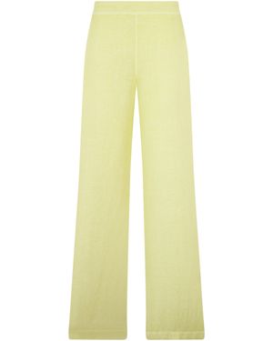 120% Lino Straight Leg Linen Trousers - Yellow