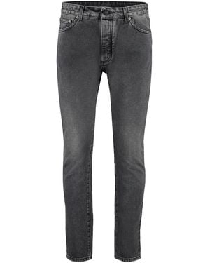 Palm Angels Straight-Leg Jeans With Maxi Logo Cotton Regular - Grey