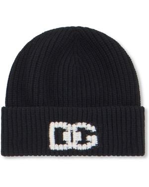Dolce & Gabbana Knit Hat With Logo - Black