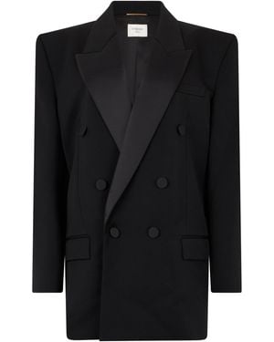 Saint Laurent Double-Breasted Blazer With Lance Lapel - Black