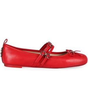 Pinko Gioia Leather Ballet Flats - Red